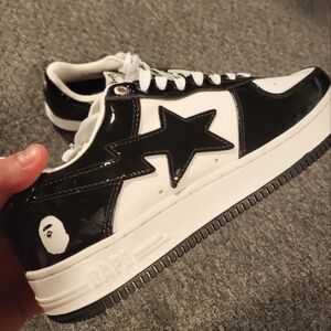 Authentic A Bathing Ape Black and White Bapestas Men's Sneakers - Size 9.5 *SOLD